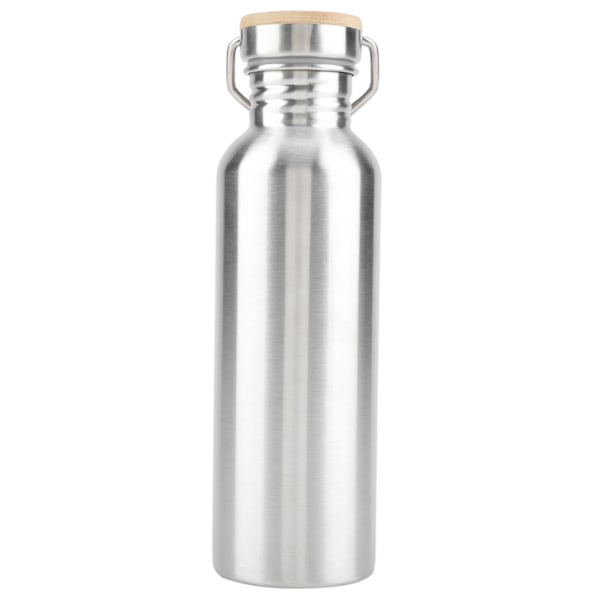 Eco-Chic Hydrering: Vattenflaska i rostfritt stål, bambulock ger en naturinspirerad touch till din utrustning, läckagesäker design för bekymmersfria utflykter (750 ml)