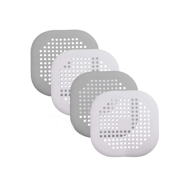 2-pack Effektivt Hårfångare Avloppsskydd, Lättinstallerad Silikonpropp Med Avtagbara Sugkoppar, Grå, 14x14mm