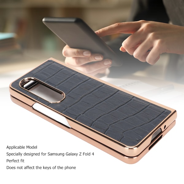Telefonskal skyddande fodral för Samsung Galaxy Z Fold 4 Nano Plating Krokodil mönster äkta läder reptåligt blått