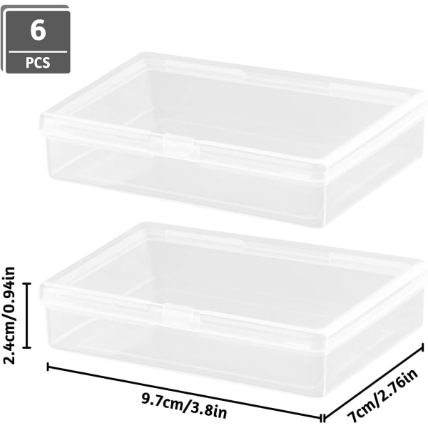 6PCS oppbevaringsboks - ytre størrelse 9,5 * 6,9 * 2,4 cm