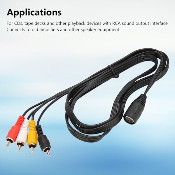5-polig DIN till 4 RCA-kabel Hona till Hane Plug and Play Ljudadapterkabel för CD-förstärkare Högtalare 1,5 m