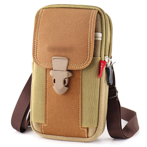 Canvas mobiltelefonväska bär bälte vertikal mobiltelefonfodral herr crossbody väska
