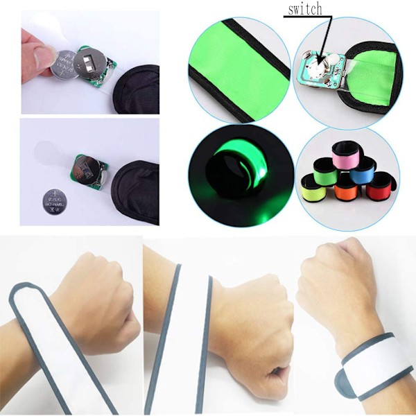 Fyra Blinkande Lägen, LED Glow Slap Armband För Utomhussporter, Hög Synlighet Säkerhetsutrustning, Lättanvända Justerbara Band, 360 Graders Ultra-Hög