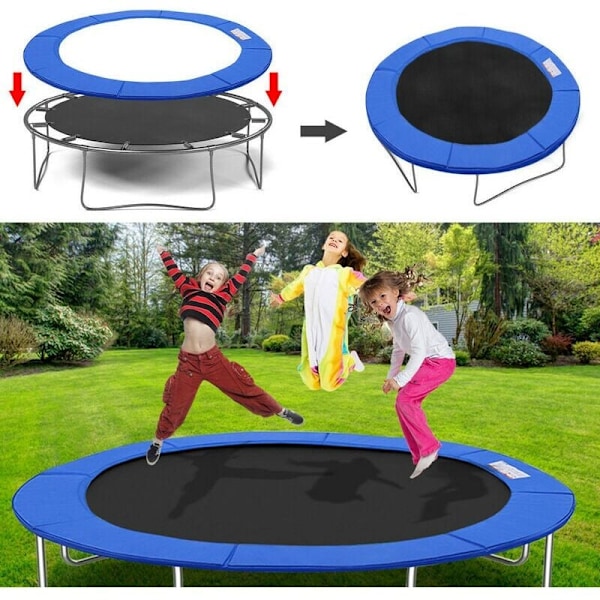 UV-Resistent Fjäderskydd, Trampolinskyddsmatta med EPE-skum, Bekväm Säkerhetsvaddering, Inget Hål för Stolpe, Blå, 305 cm