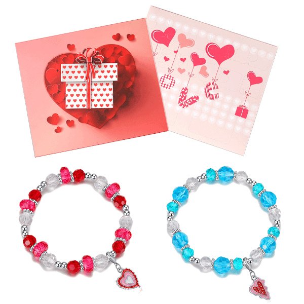 Valentine Charm Bracelet Making Kit Jewelry Bracelets with Jewelry Making Supplies Beads Crafts Gift Box for Girls