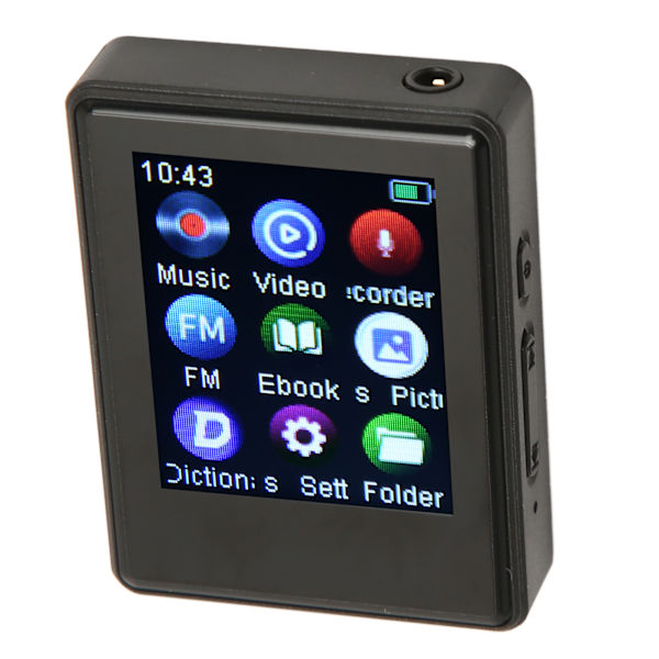 MP3-afspiller HiFi Stereo Sound Bluetooth 5.0 Indbygget højttaler FM-radio Elektrisk bog Alarmur Digital diktafon