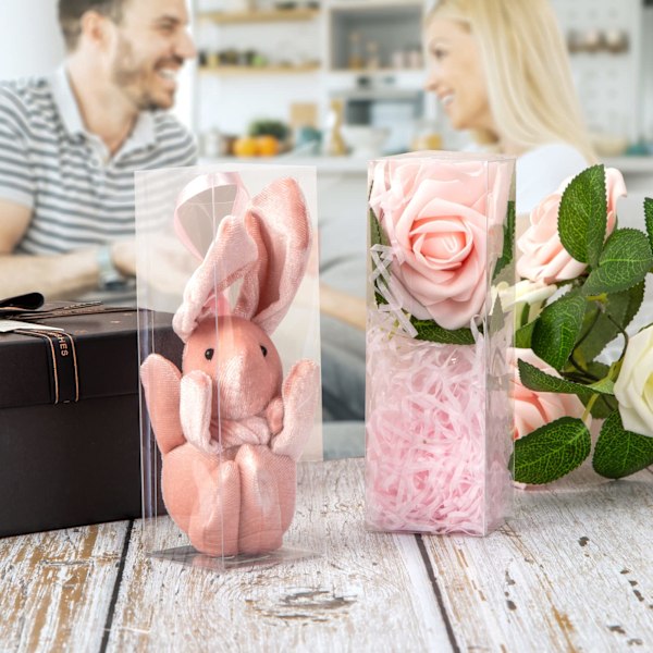 25 st transparenta presentaskar i plast, transparenta kubaskar, PET-askar för bröllop, fest, babyshower, bröllopsdusch 2x2x6 tum