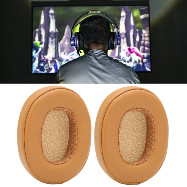 Proteinläderersättning Öronkuddar för Skullcandy Crusher 3.0 Trådlösa Hesh3 Öronkuddar Reparationsdelar Ljusbrun