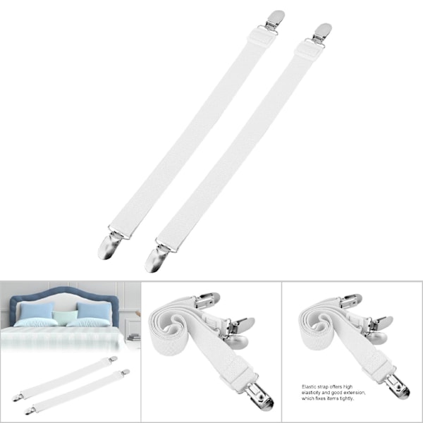 2Pcs Multipurpose Bed Sheet Clip Straps Gripper Non slip Fasteners Mattress Holder (White)