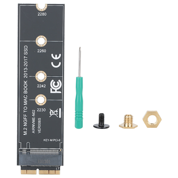 Sovitinkortti Musta ABS-kiintolevyasema sopii Macbook Air -laitteisiin vuosina 2013-2017 M.2 NVME PCIE3.0