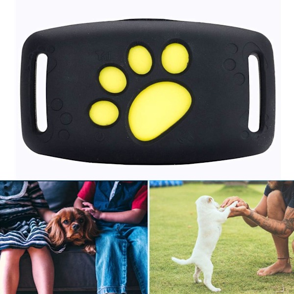 Husdjurstracker för hund, fungerar med Hitta, realtidsspårning för husdjur, kompakt och idealisk storlek för alla halsband, utökad räckviddsövervakning (Gul)