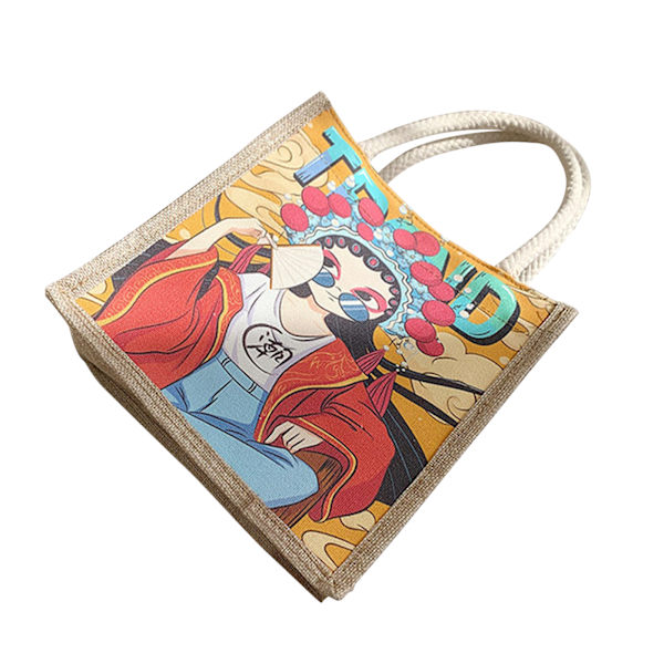 Korea Fashion Trykt Tote Bag Bomull Hamp Lin Skulder Bag -