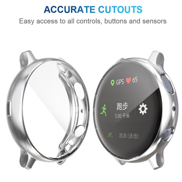 2 stk. Kompatibel med Galaxy Watch Active2 Etui 40mm, TPU Bumper Fuld Rundt Skærmbeskytter Cover
