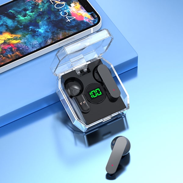 Bluetooth-hörlurar Stereo IPX7 Vattentäta Djup Bas Trådlösa Sport Hörlurar med Laddningsfodral för Telefon Surfplatta