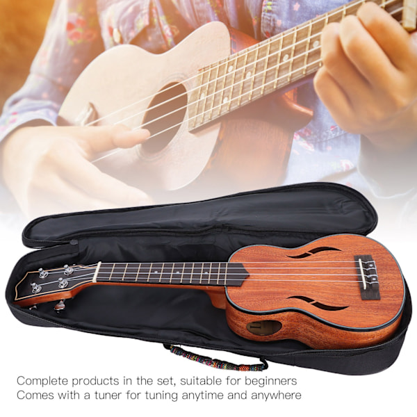 21 tommer Ukulele sæt Varm dyb tone Oversize tuner Pick Mahogni Instrument til begyndere