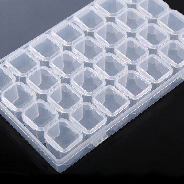 Klar plastik 28 slots justerbar tablet medicin pille smykker