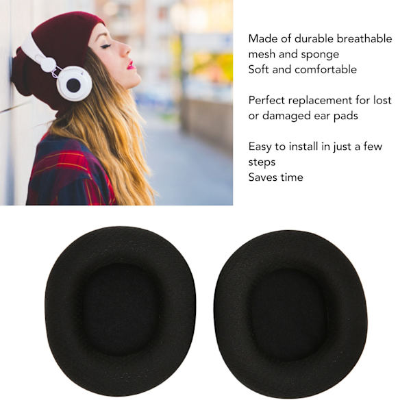 Hörlursöronkuddar Brusisolerande Andningsbart Nät Svampskydd Ersättningsöronkudde för Steelseries Arctis 1 3 5 7 9pro Svart och Svart Nät