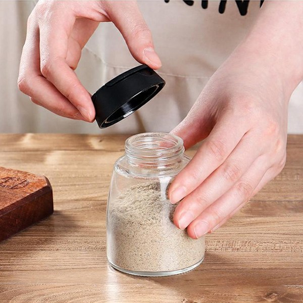 Kryddströare med automatisk flippdesign, genomskinliga glasbehållare för enkel överblick, helt förseglade för att förhindra fukt, perfekt för utomhusbruk