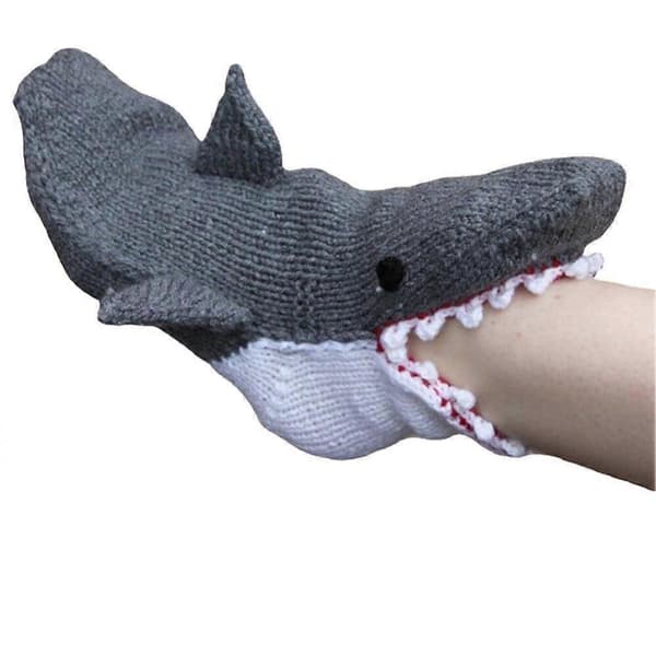 Julstickade krokodilsockor Djurstrumpa Unisex Nyhet Vinter Varm Present
