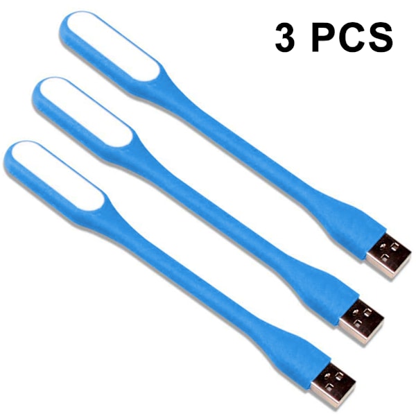 3-pak Mini USB LED-lys, USB-lys til bærbar computertastatur, fleksibel læselampe, USB-drevet LED-lys, bærbar USB-bærbar lys