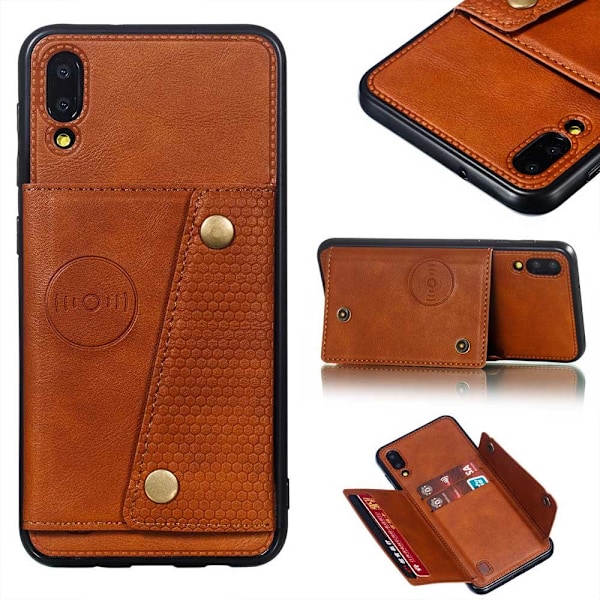 Harkittu Retro Kuori Samsung Galaxy A10 Korttipaikalla Musta Svart