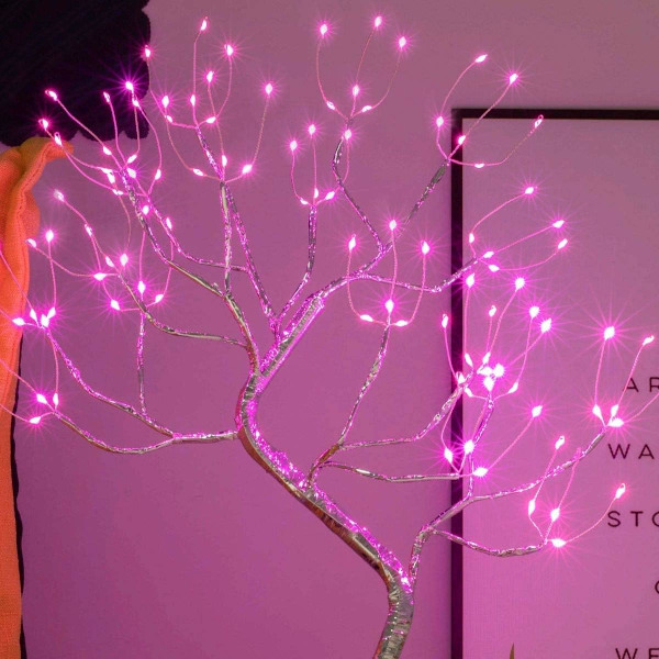 Bonsai-bordlampe med kunstig tre, LED-lys, 8 moduser