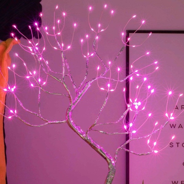 Bordslampa Bonsai Tree Light Artificiell Tree LED Light, 8 Mode Pink