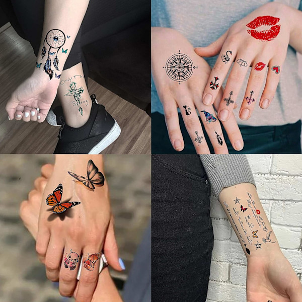 Lättapplicerade Tatueringar för Kvinnor, Passande Tillfällen Livfulla Verklighetstrogna Mönster Blomkollektion Tatueringar
