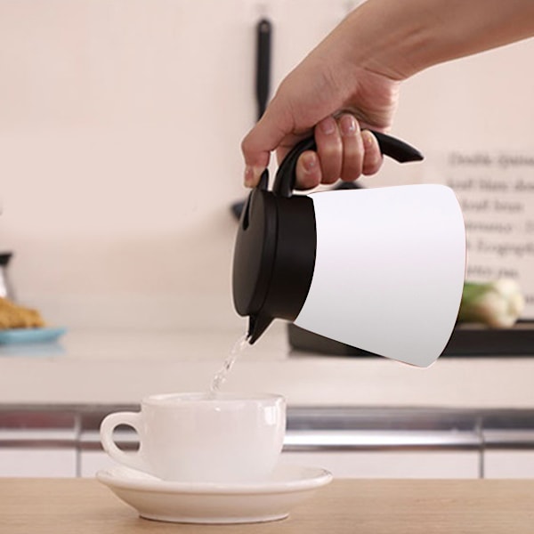 880ml Termoskanna, Kaffekanna i rostfritt stål med tryckknapp, för kaffe, te, dryck White