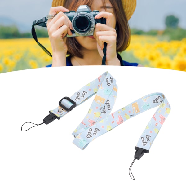 1.2m Camera Strap Belt Printed Pattern Multifunctional Shoulder Neck Strap for Polaroid Mini 12 11 8 9 Camera Blue Kitten