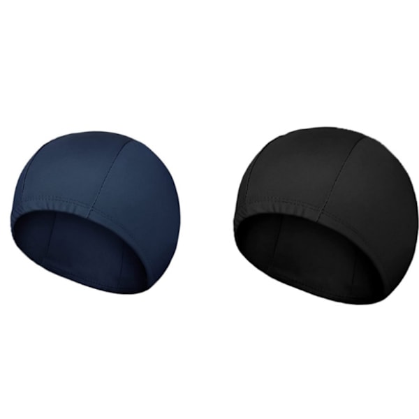 2 st elastiska badmössor, halkfria polyester bekväma badmössor, unisex simmössa, lätt badmössa för barn kvinnor män pojkar flickor (svart a