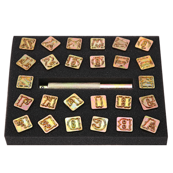 13mm Metallstämpel Set Vintage Design Alfabetet 26 Bokstäver Stämpelverktyg