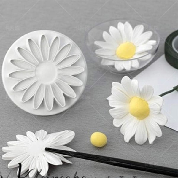 3 Pieces Sunflower Fondant Embossing Tool Plunger Sunflower Cake