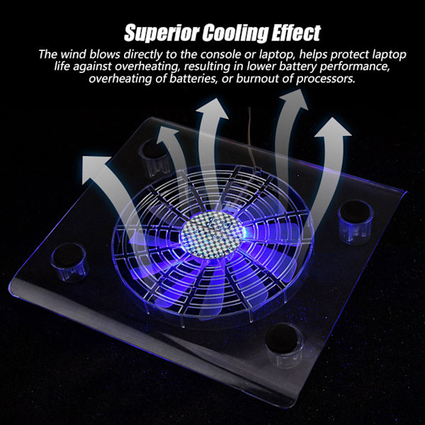 Ultra stille USB Notebook Cooler Cooling Pad Fans med LED RGB lys til PS4/PS3/Laptop