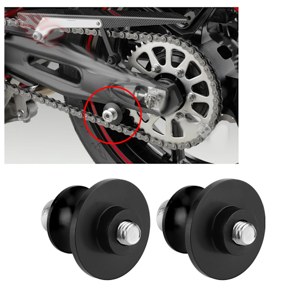 2pcs 8mm Motorcycle CNC Rear Stand Swing Arm Spool Sliders Stand Swingarm Bobbins (Black)