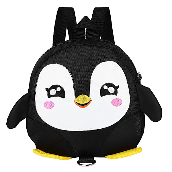 Söt tecknad pingvin baby säkerhetssele ryggsäck småbarn anti förlorad väska skolväska (svart)