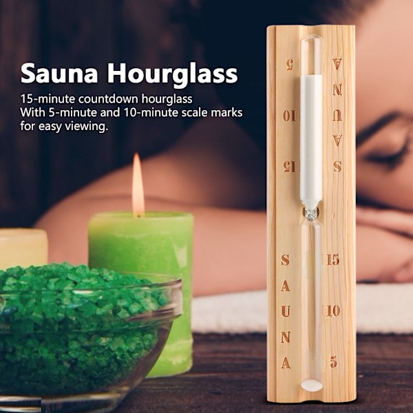 Træ Sauna Timeglas 15 Minutters Sand Timer Nedtællingsur Tilbehør til Sauna Spa-rum