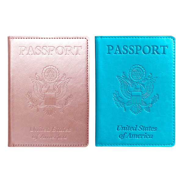 2 Pack Passport and Vaccine Card Holder Combo, PU Leather Passport Wallet Passport Cover Case for Women Men