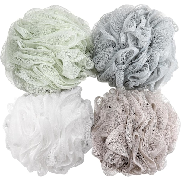 Rengör Hudens Porer och Exfolierar Badsvampar Loofahs, Högkvalitativt Puffnät För En Oöverträffad Duschupplevelse, 4-Delars Set Med Enkel Rengöring
