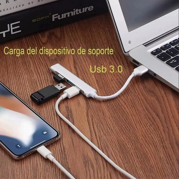USB C Hubb För Enheter Med Typ C-Port, Bred Användning 4 USB-Portar Adapter Expander Med Användarvänlig Design, Portabel Och Lätt Att Flytta Mellan