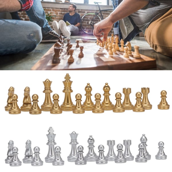 Ersättningsschackpjäser, Magnetiskt schackset i plast för proffs eller nybörjare, Inkluderar 32 pjäser 4,9 cm kungfigurer med flockningsprocess,