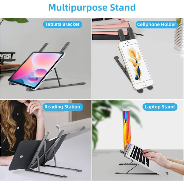 Ergonomisk Design, Justerbart Laptopställ för Skrivbord, 8 Höjdnivåer Från 6 cm Till 16 cm, Bred Kompatibilitet Med Upp Till 17 Tum