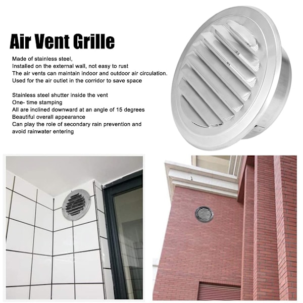 Väggmonterat Grillgaller, Rostfritt Stål Ventilationsgaller För Oavbruten Luftcirkulation, Justerbar Ventilationsventil Säkerställer Exakt Luftkontroll,