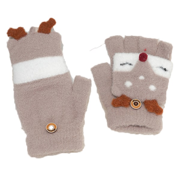 Children's fingerless knitted convertible mittens half finger