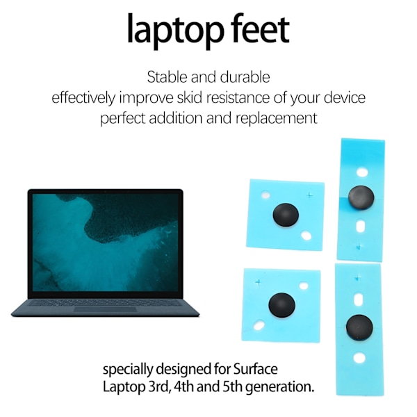 Bærbar computer bundkasse fødder Anti-slip runde prik nøjagtig størrelse holdbare bærbare computer fodpuder til Surface 3 4 5 udskiftning sort
