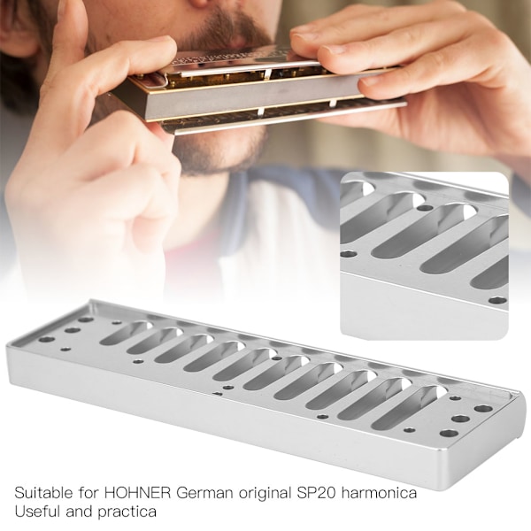 Harmonikakamm 10-håls Blues Harp Kam Del för HOHNER SP20 Aluminiumlegering Munspel Tillbehör Silver