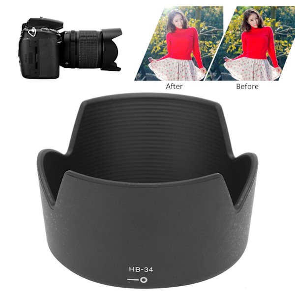 HB34 Vendbar Kameraobjektiv Solskærm til Nikon AFS DX 55200mm F/45.6G ED 85mm F/3.5G Objektiv