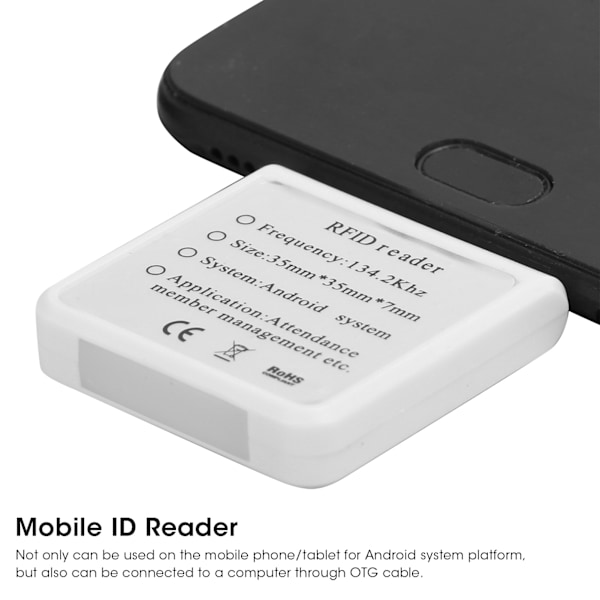 W86 Micro USB Mobiltelefon Kortläsare Bärbar för RFID Mobil ID-läsare för Android Vit
