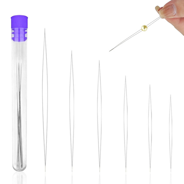 Pärlnål, Pärlnål Stora Ögon Pärlnålar Set för Frö Pärlor Smycken Tillverkning Broderi Nålar med Flaska 10PCS