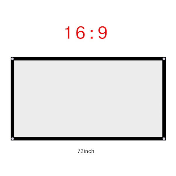 1 stk Bærbar Foldbar NOn Crease Hvit Projektor Gardin Projeksjonsskjerm 16:9 (72 tommer)